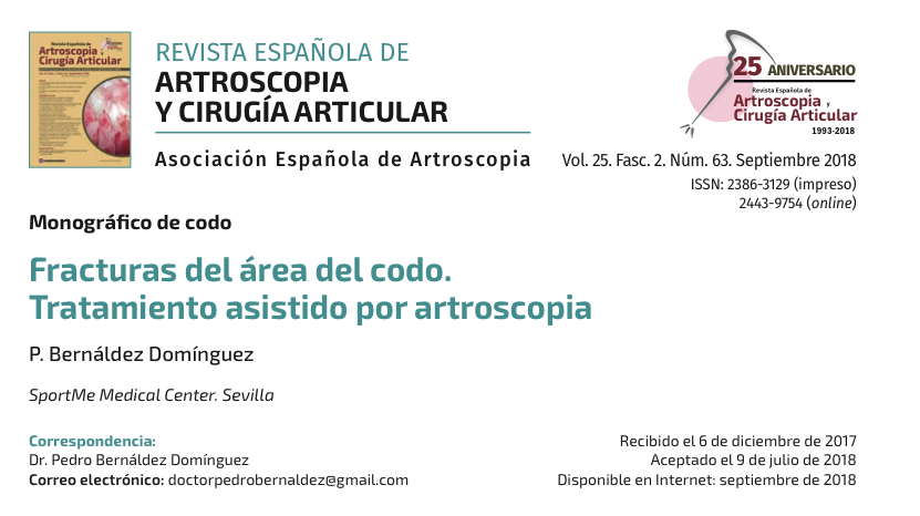 Nueva publicación cientifica del Dr Bernáldez. Revista Española de Artroscopia
