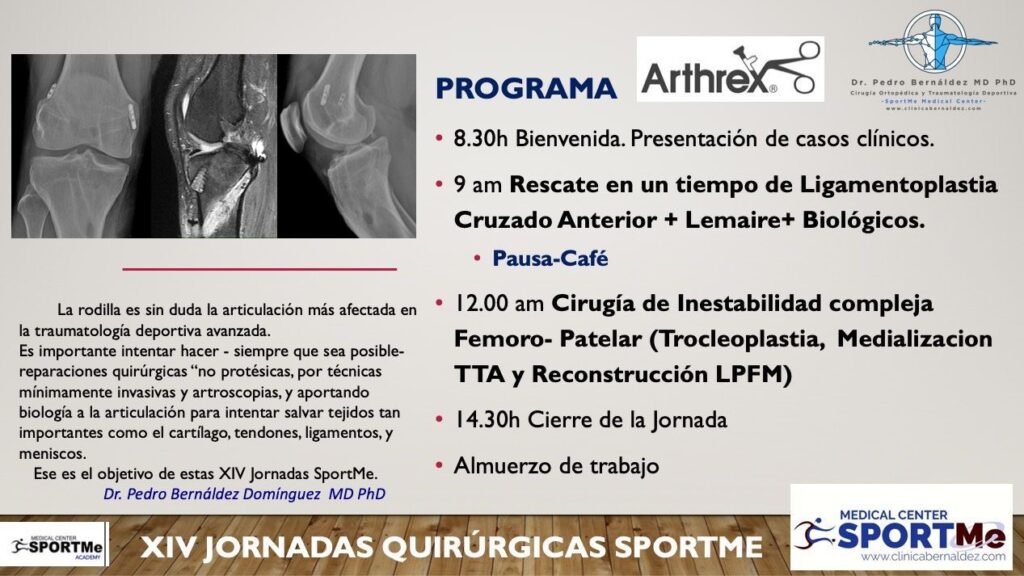 PROGRAMA XIV Jornadas Quirúrgicas SportMe Medical Center Sevilla.