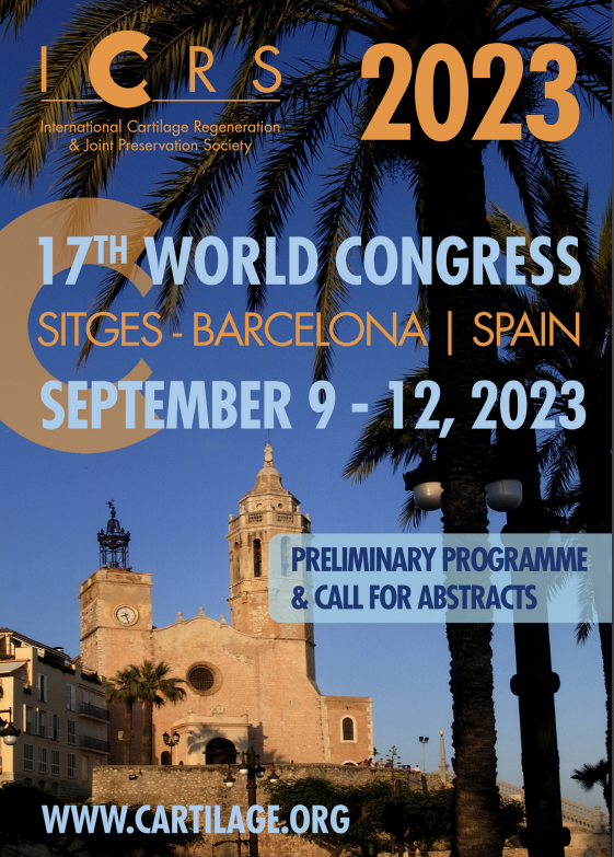 En este momento estás viendo Invitación a participar en el 17º Congreso Mundial de la Sociedad Internacional de Investigación del Cartilago (ICRS)